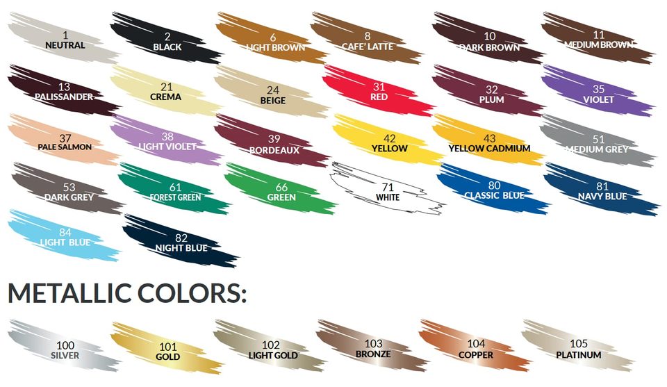 Cartella colori LM Home: 26 tinte standard e 6 metallizzate